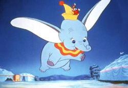 Disney Dumbo elephant in flight